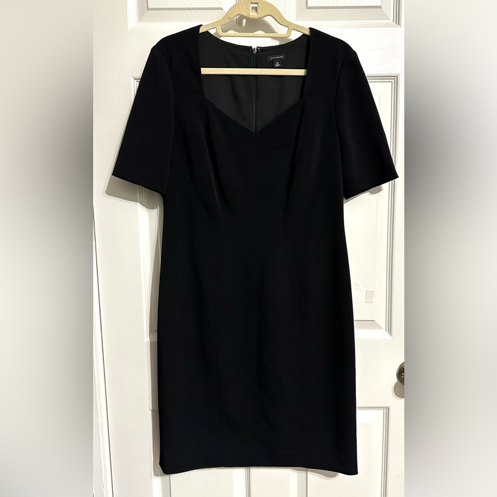 Ann Taylor Black Midi Dress with V-Neck